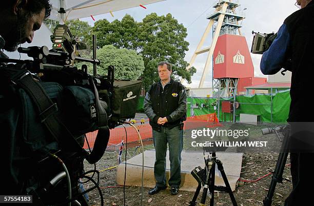 Union offical Bill Shorten speaks to a television crew in Beaconsfield, a town in the Australian island state of Tasmania, 08 May 2006. Controversy...