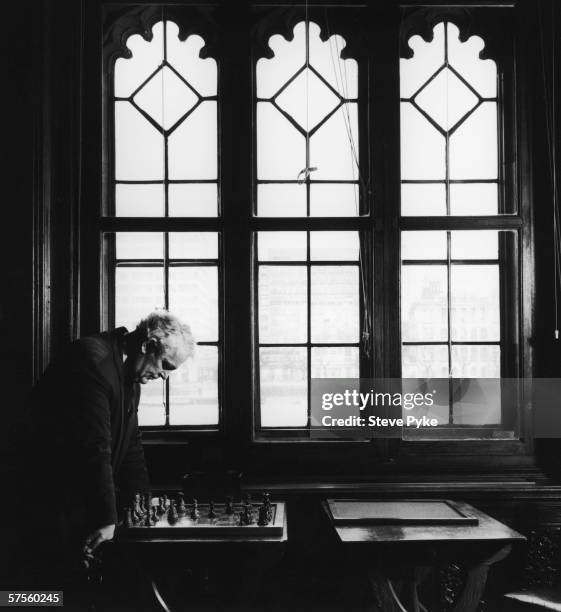 Tam Dalyell, MP for Linlithgow, in the Chess Room at the House of Commons, February 1995.