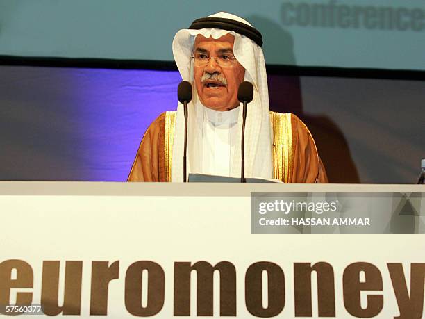 Saudi Arabia Oil and Mineral Resources Minister, Ali al-Nuaimi, delivers a keynote speech during the "Euromoney Saudi Arabia: Building The Future"...