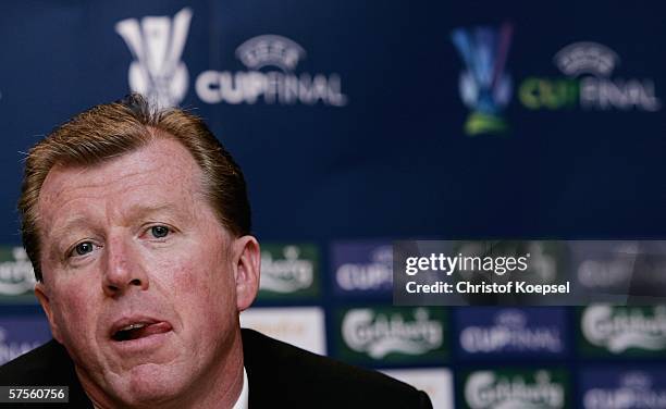 Middlesbrough FC manager and newly-appointed England manager Steve McClaren attends a press conference prior to the UEFA Cup Final between...