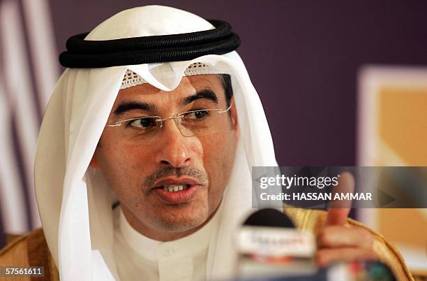 The chairman of Dubai's Holding and Emirates real estate company Emaar, Mohamed Ali Alabbar, speaks during a press conference in Riyadh 09 May 2006....