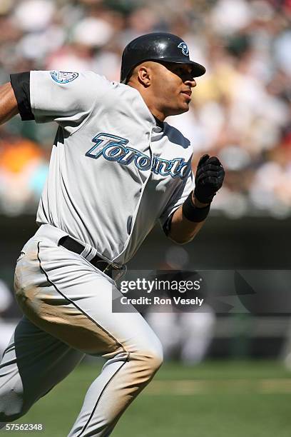 Vernon Wells of the Toronto Blue Jays runs during the game against the Chicago White Sox at U.S. Cellular Field in Chicago, Illinois on April 15,...