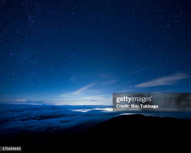 night of shooting stars - evening sky - fotografias e filmes do acervo