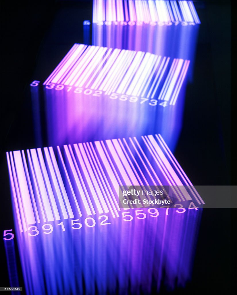 Close-up of printed bar codes
