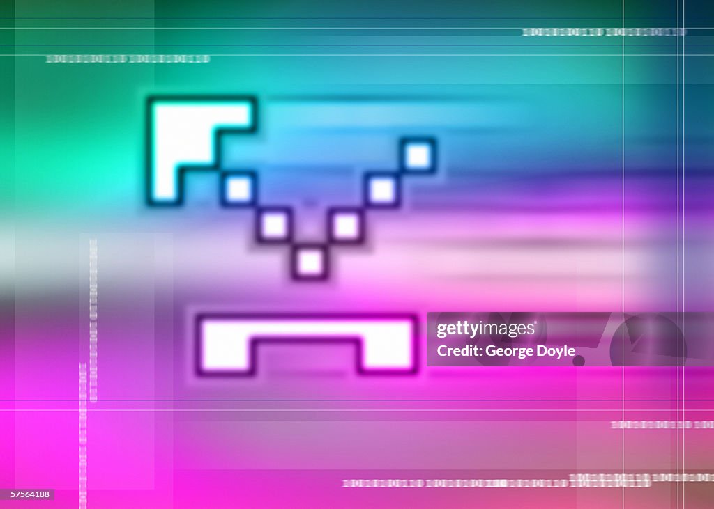 Blurred computer icon with numbers superimposed