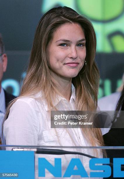 Project Sunshine spokesmodel Bar Refaelii attends the NASDAQ closing bell in Times Square on May 9, 2006 in New York City.