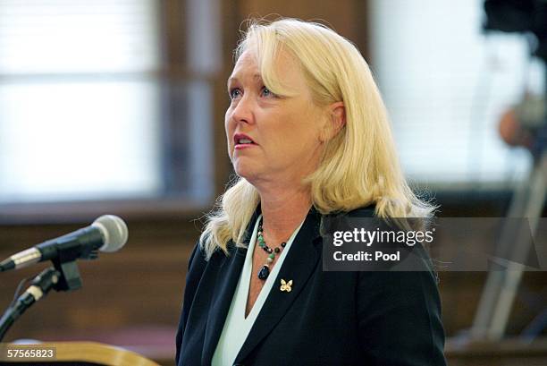Annmarie Swidwa reads her impact statement on the second day of a three day sentence hearing for Daniel M. Biechele at Rhode Island Superior Court...