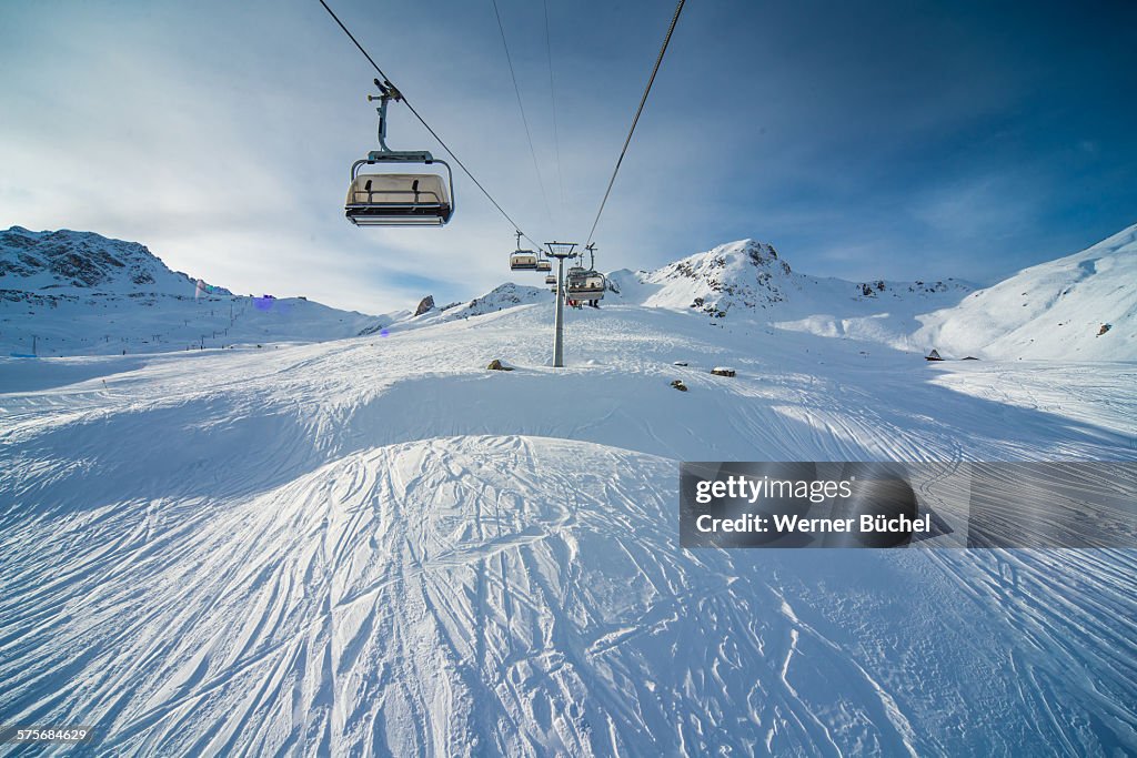Chairlift - ski ressort in the Alps