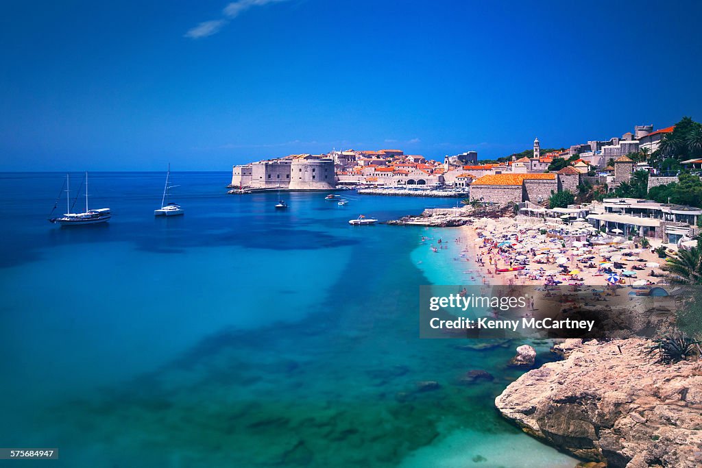 Dubrovnik, Croatia - old town beach & harbour