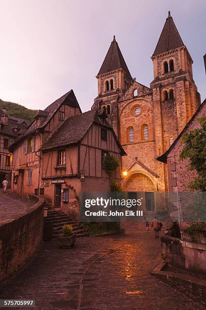 abbey church of saint foy - aveyron stock pictures, royalty-free photos & images