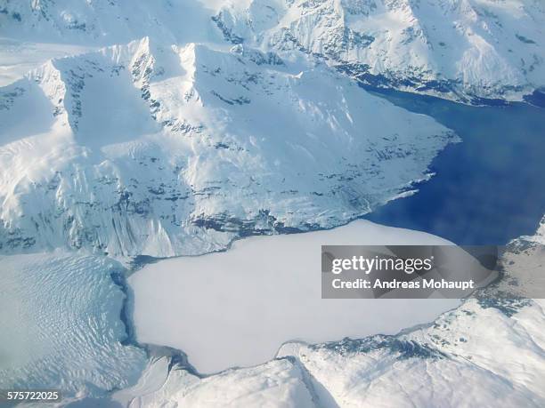aerial view of chugach mountains, alaska - prince william sound stock pictures, royalty-free photos & images