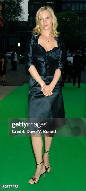 Actress Uma Thurman arrives at the Dream Auction Full Stop party designed to launch NSPCC's There4Me online service, an interactive but confidential...