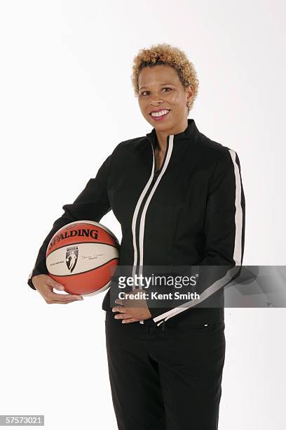 Assistant coach Shelley Patterson of the Charlotte Sting poses for a portrait during Media Day on April 24, 2006 at the Charlotte Bobcats Arena in...