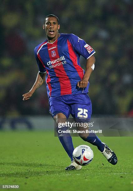 Fitz Hall of Crystal Palace in action during the Coca-Cola Championship Play-Off Semi-Final, Second Leg match between Watford and Crystal Palace at...