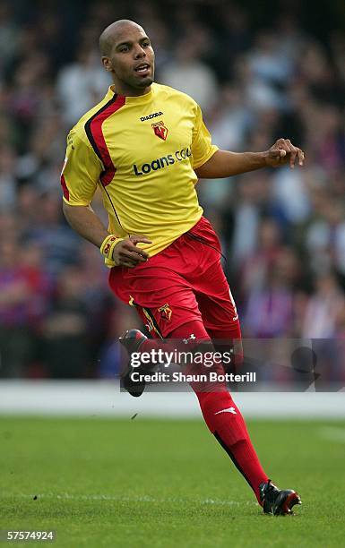 Marlon King of Watford in action during the Coca-Cola Championship Play-Off Semi-Final, Second Leg match between Watford and Crystal Palace at...