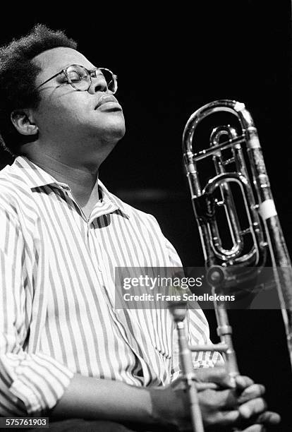 George Lewis, trombone, performs on October 22nd 1991 at the BIM huis in Amsterdam, Netherlands.