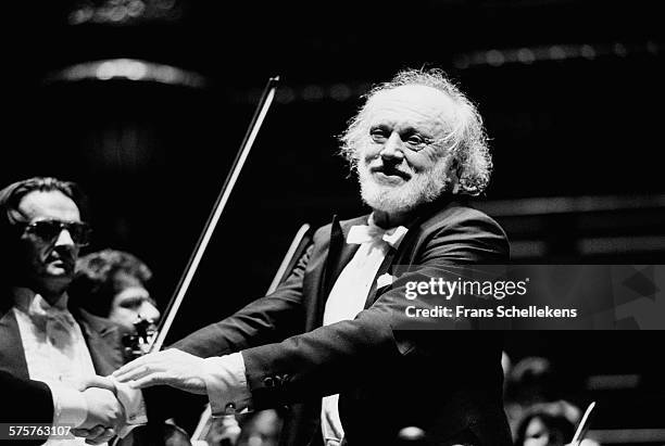 Conductor Kurt Masur performs on June 3rd 1995 at the Concertgebouw in Amsterdam, Netherlands.