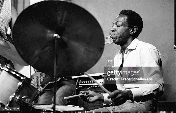 American drummer King Mock performs on September 15th 1983 at the BIM huis in Amsterdam, Netherlands.