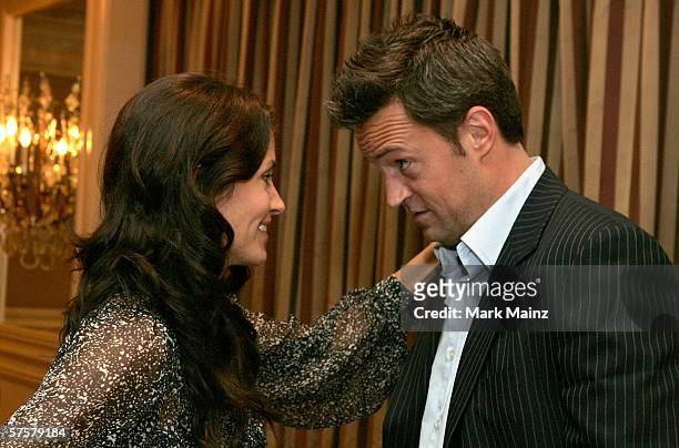 Actress Courteney Cox Arquette and actor Matthew Perry attend the AFI Associates luncheon honoring Hollywood's Arquette family with the 6th Annual...
