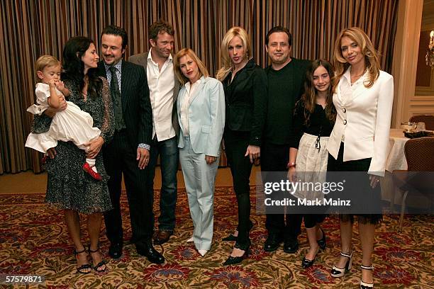 Courteney Cox Arquette, holding daughter Coco Riley Arquette, husband David Arquette, Thomas Jane, wife Patricia Arquette, Alexis Arquette, Richmond...