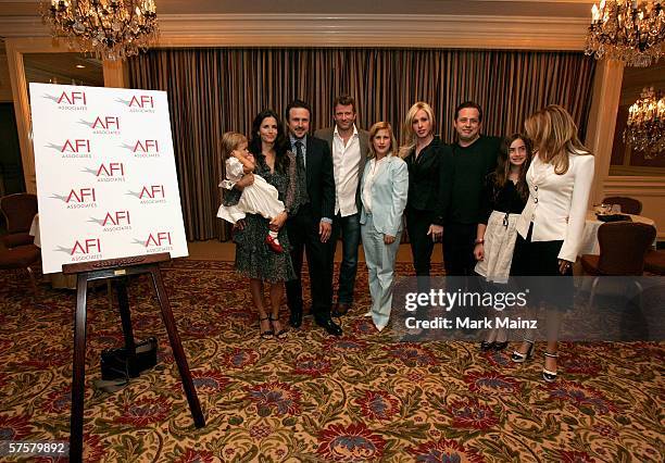 Courteney Cox Arquette, holding daughter Coco Riley Arquette, husband David Arquette, Thomas Jane, wife Patricia Arquette, Alexis Arquette, Richmond...