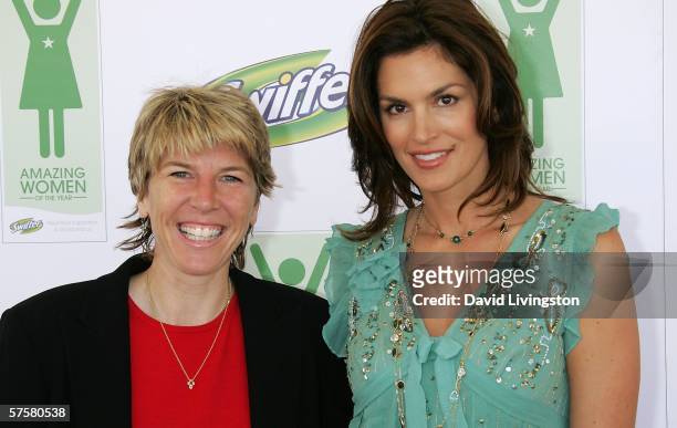 Supermodel Cindy Crawford and former tennis pro and founder of the Little Star Foundation benefitting children with cancer Andrea Jaeger attend...