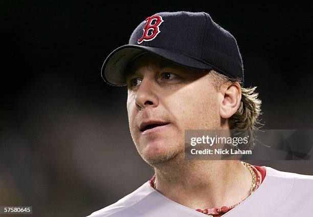 Curt Schilling of the Boston Red Sox against the New York Yankees on May 10, 2006 at Yankee Stadium in the Bronx borough of New York City.