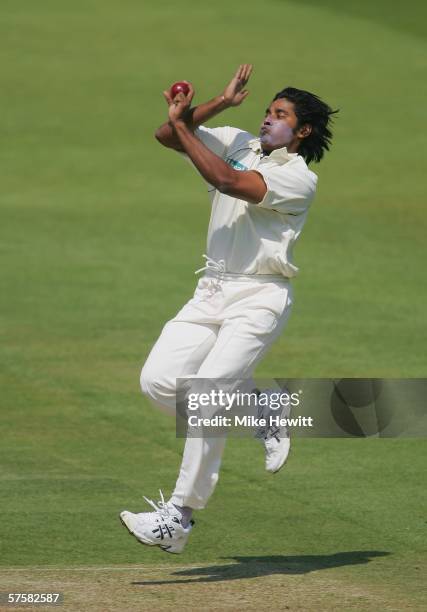 Chaminda Vaas of Sri Lanka bowls during day one of the first npower Test match between England and Sri Lanka at Lord's on May 11, 2006 in London,...