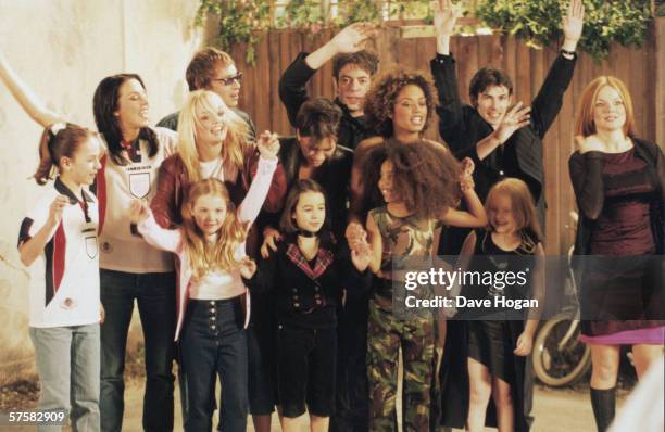 The Spice Girls filming the video for ' On Top Of The World', the official theme song for the 1998 World Cup football tournament, London, 1998....