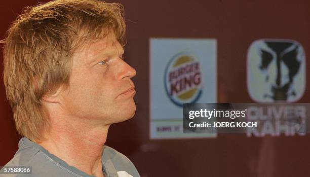 German national team's number two goalkeeper Oliver Kahn poses during an advertising-campaign in Munich, 11 May 2006. Kahn promotes a well-known...