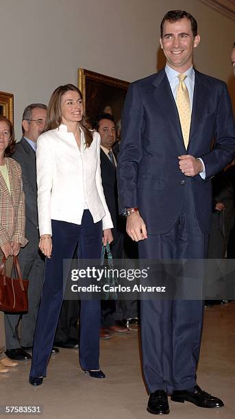 Crown Prince Felipe of Spain and Princess Letizia attend the Post Grade Grants Ceremony, hosted by Caja Madrid Bank, at Real Academia de Bellas Artes...