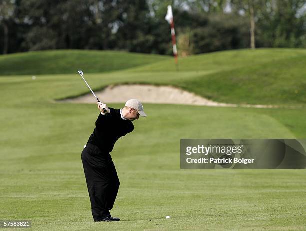 Seamus Duffy of Ireland, representing the Seamus Duffy Golf Academy, plays an iron during the Glenmuir, Club Professional Championship, Regional...