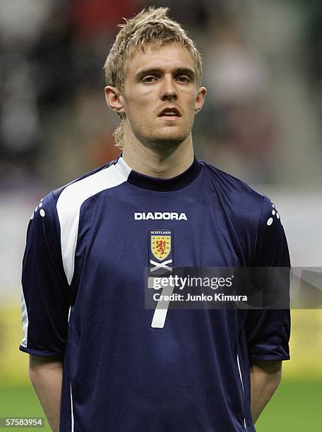 Darren Fletcher of Scotland is seen before playing the Kirin Cup Soccer 2006 match between Scotland and Bulgaria at the Kobe Wing Stadium on May 11,...