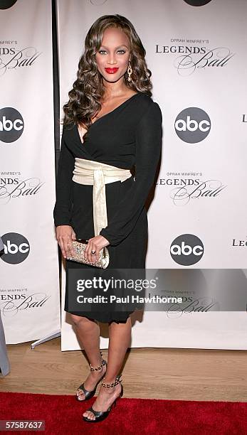 Model Tyra Banks attends the screening of 'Oprah Winfrey's Legends Ball' at JP Morgan Library May 11, 2006 in New York City.