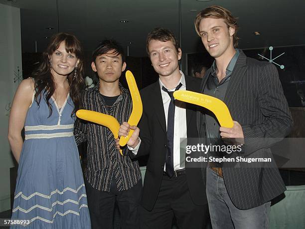 Actor Jennifer Morrison, director James Wan, actor Leigh Whannell and actor Jesse Spencer pose with their awards at the Australians In Film 2006...