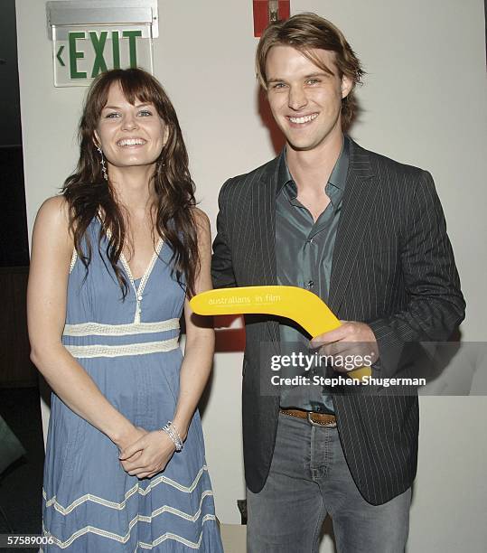 Actors Jennifer Morrison and Jesse Spencer pose with Mr. Spencer's award at the Australians In Film 2006 Breakthrough Awards at the Avalon Hotel on...