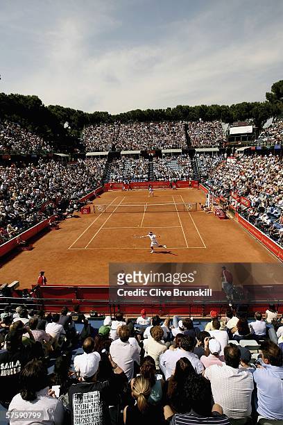View of centre court showing Roger Federer of Switzerland against Nicolas Almagro of Spain in their quarter final match, during the ATP Masters...