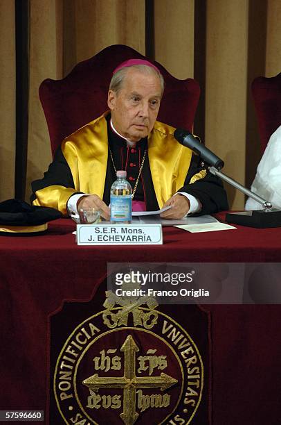 Msgr. Javier Echevarria the Head of Opus Dei, attends the inauguration of the Aula Magna at the Opus Dei's Pontifical University of the Holy Cross,...