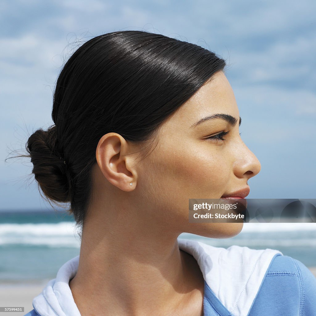 Side view of a woman at beach