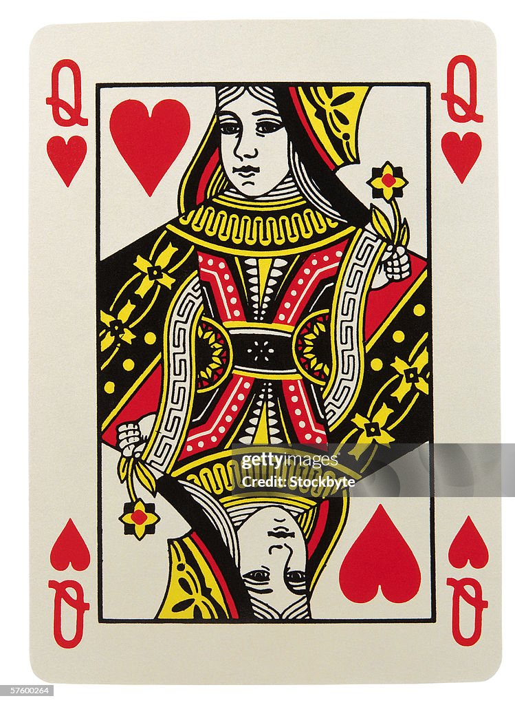 Close-up of the queen of hearts playing card
