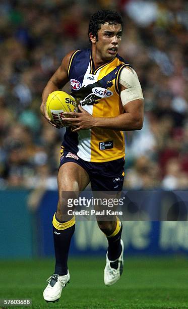 Daniel Kerr of the Eagles in action during the round seven AFL match between the West Coast Eagles and the Collingwood Magpies at Subiaco Oval May...