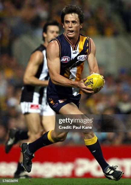 Rowan Jones of the Eagles in action during the round seven AFL match between the West Coast Eagles and the Collingwood Magpies at Subiaco Oval May...