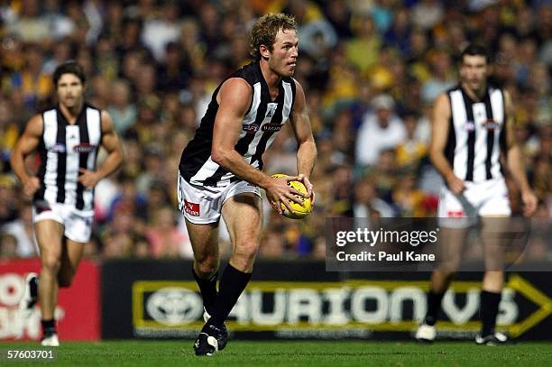 Ben Johnson of the Magpies in action during the round seven AFL match between the West Coast Eagles and the Collingwood Magpies at Subiaco Oval May...