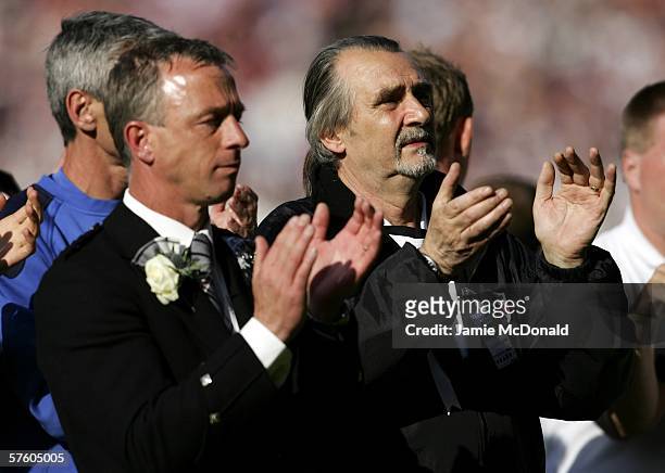 Brookes Millson the owner of Gretna applauds the fans during the Tennents Scottish Cup Final between Heart of Midlothian and Gretna at Hampden Park...