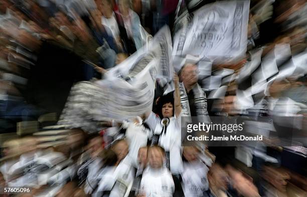 Gretna fans enjoy the moment during the Tennents Scottish Cup Final between Heart of Midlothian and Gretna at Hampden Park on May 13 2006, in...