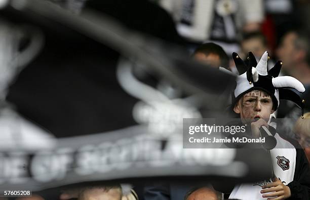 Gretna fans enjoy the moment during the Tennents Scottish Cup Final between Heart of Midlothian and Gretna at Hampden Park on May 13 2006, in...