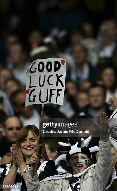 Gretna fans enjoy the moment during the Tennents Scottish Cup Final between Heart of Midlothian and Gretna at Hampden Park on May 13 2006, in...