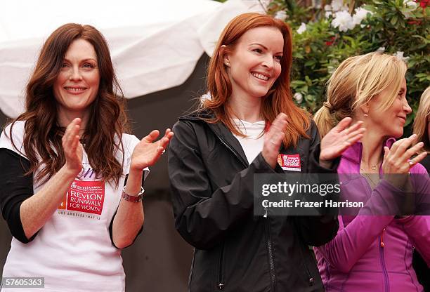 Actress Julianne Moore, Revlon spokesperson, Marcia Cross,actress and Felicity Huffman, actress at the 13th Annual Revlon Run/Walk For Women on May...