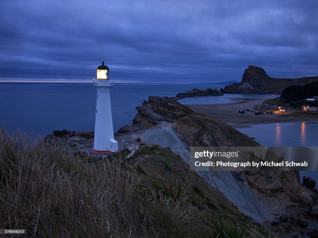 Castle Point Lighthouse at dusk, New Zealand