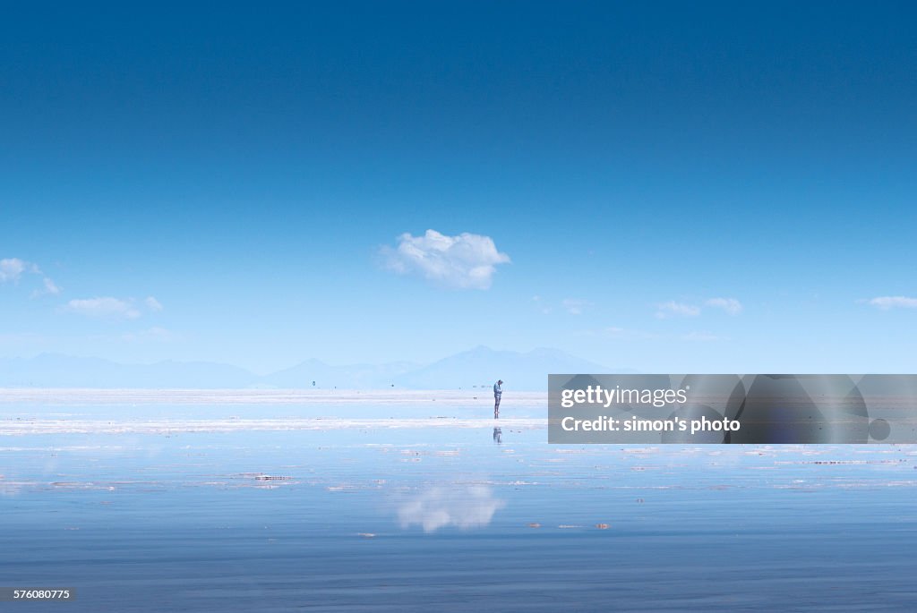 Man on salt flat